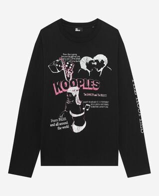 The Kooples H BLACK WASHED long-sleeved t-shirt with black screen printing