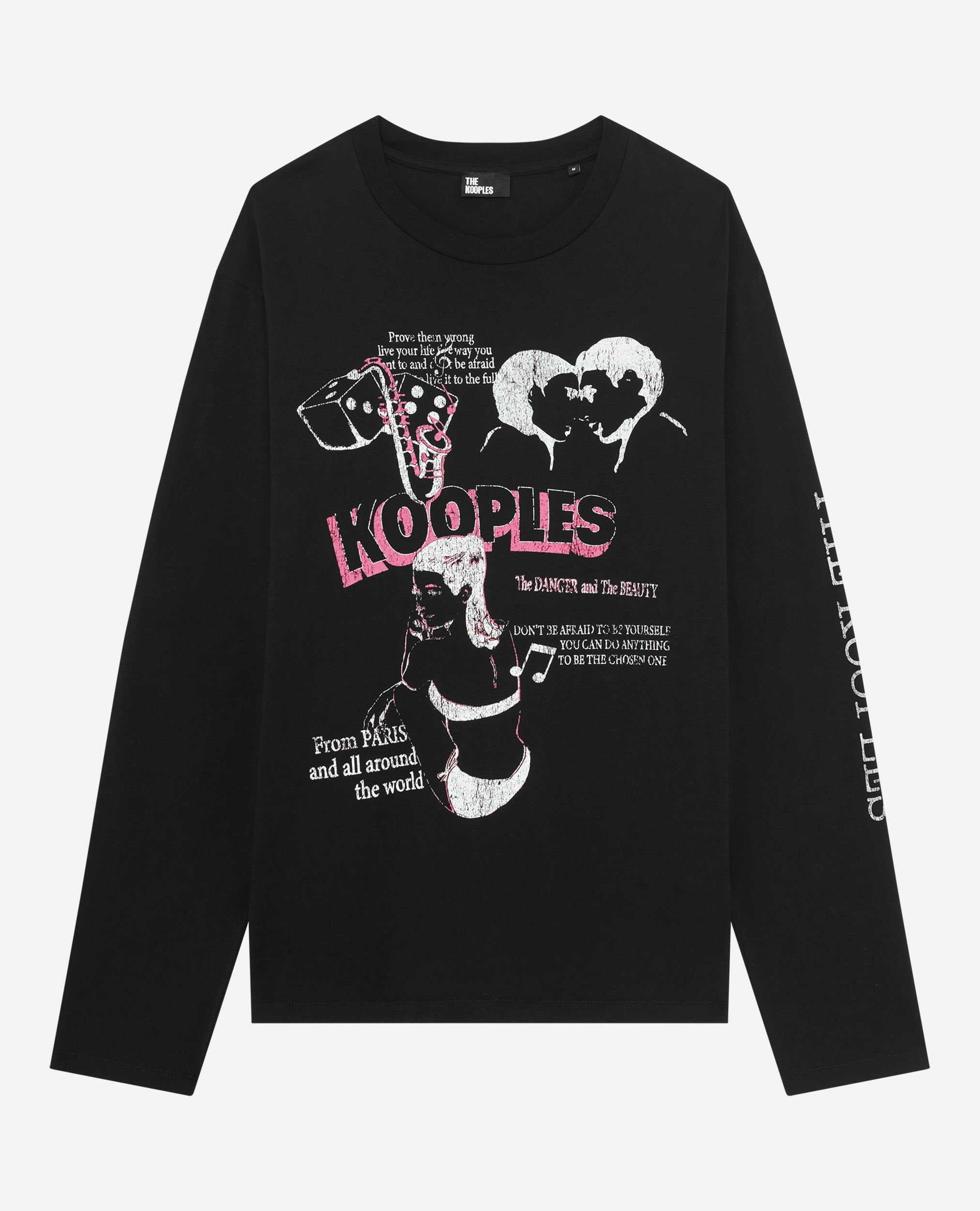 Long-sleeved t-shirt with black screen printing, BLACK WASHED, hi-res image number null