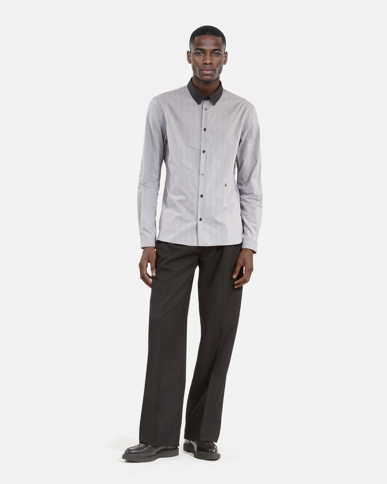 Black micro-checkered shirt, BLACK WHITE, hi-res image number null