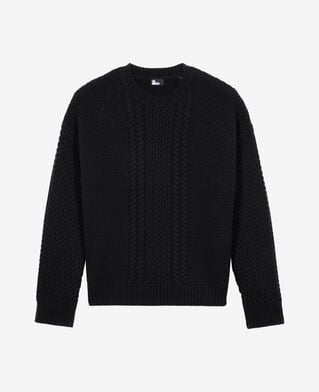 The Kooples MEN BLACK black wool cable sweater