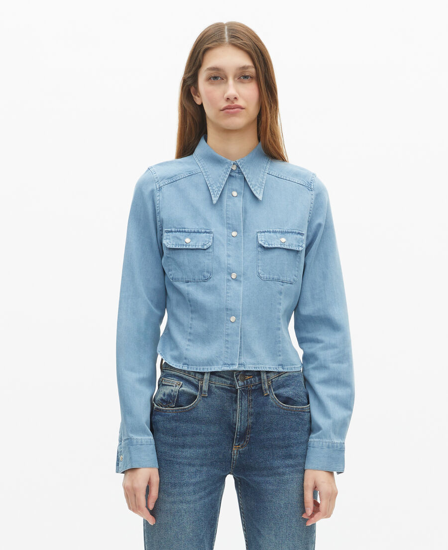 The Kooples WOMEN BABY BLUE denim shirt