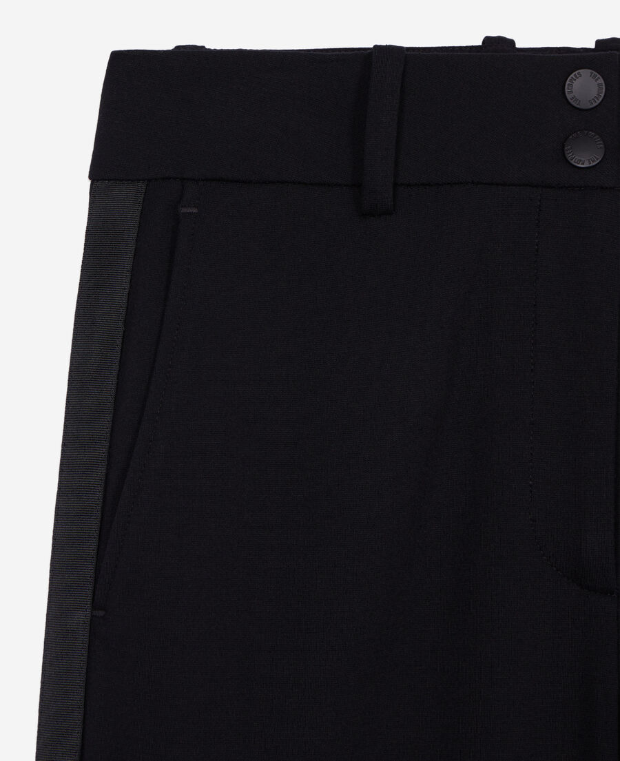 The Kooples F BLACK straight black suit trousers with grosgrain