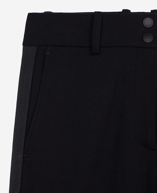 The Kooples F BLACK straight black suit trousers with grosgrain