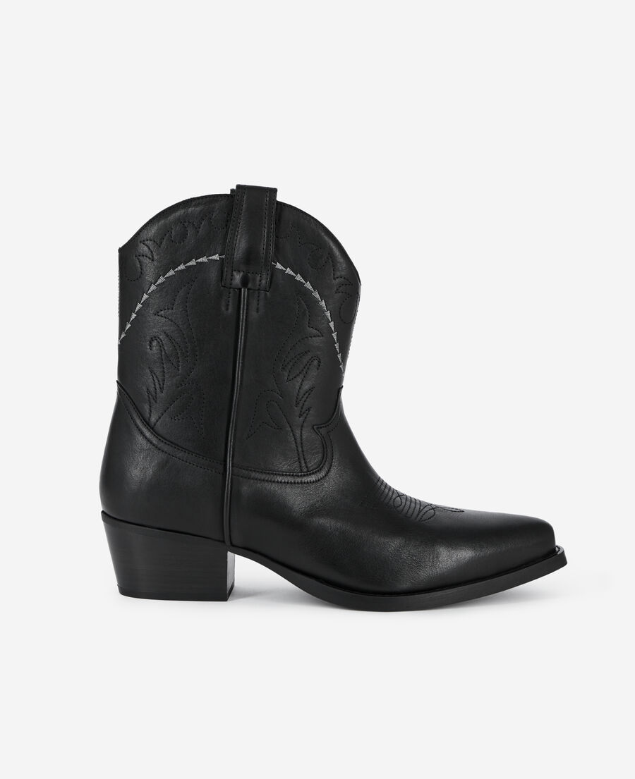 The Kooples MEN BLACK black leather western boots