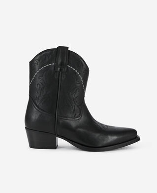 The Kooples MEN BLACK black leather western boots