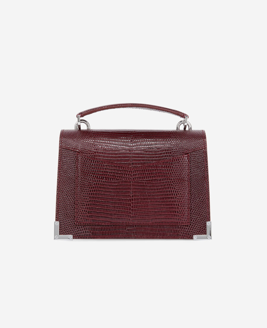 small emily bag in burgundy lizard-effect leather