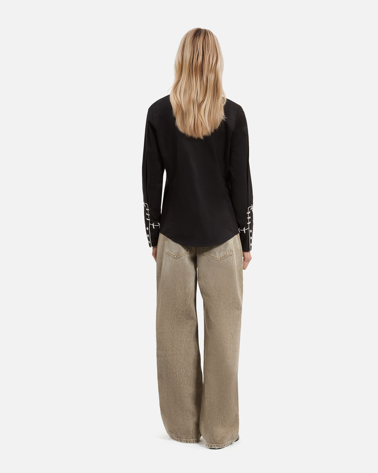 The Kooples WOMEN BLACK shirt with black embroidery