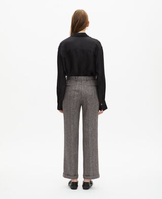 The Kooples WOMEN GREY grey wool and linen straight-leg tailored pants