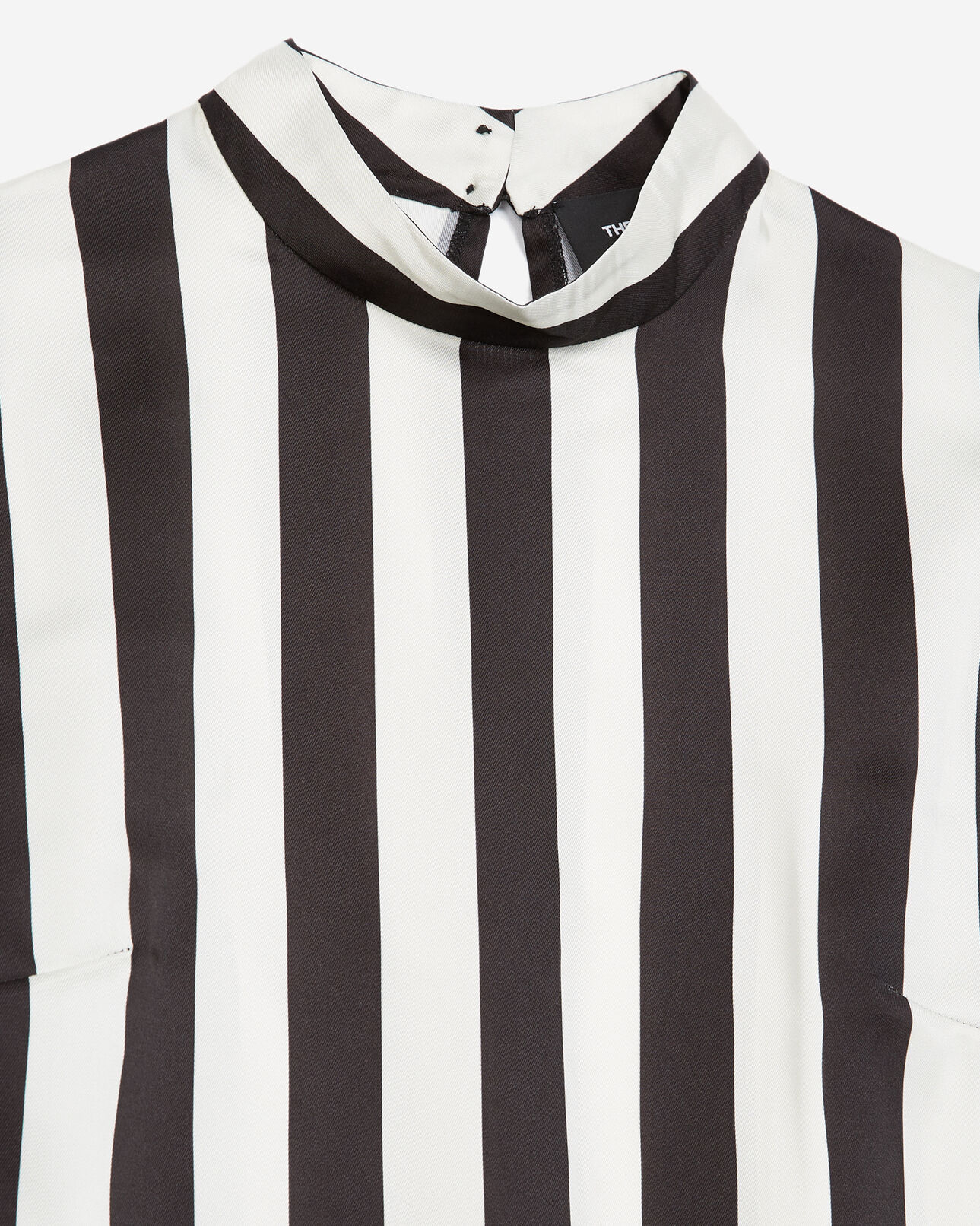 The Kooples DAMEN BLACK WHITE kurzes kleid mit langen ärmeln und streifen