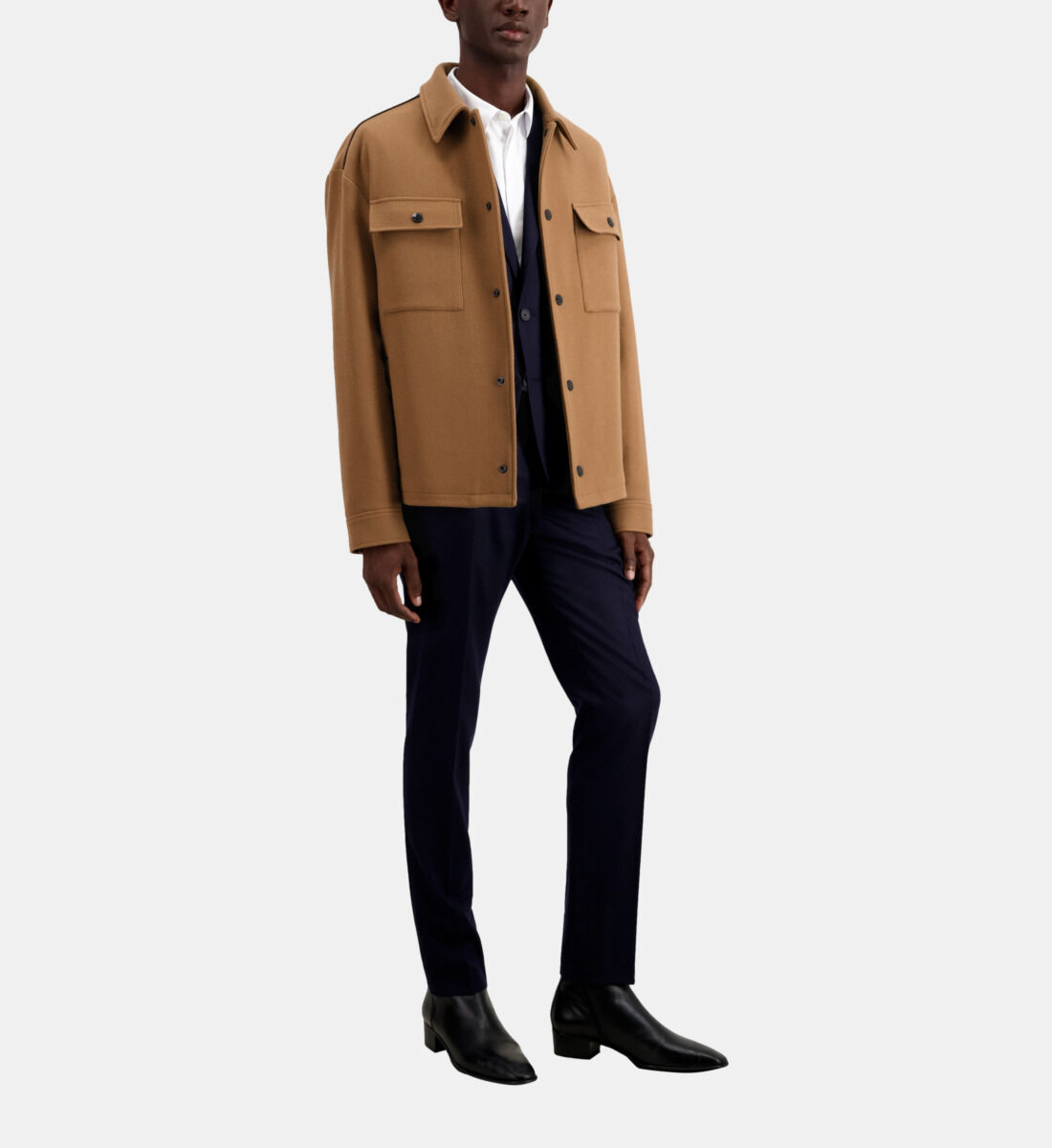 Camel wool blend overshirt jacket The Kooples US