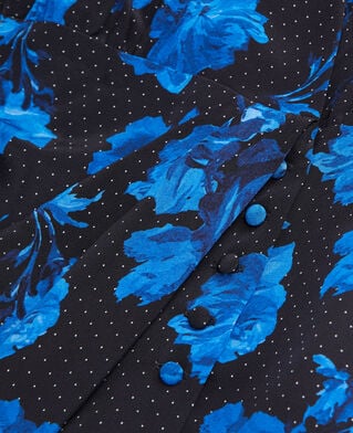 The Kooples F BLACK BLUE short printed silk wrap dress