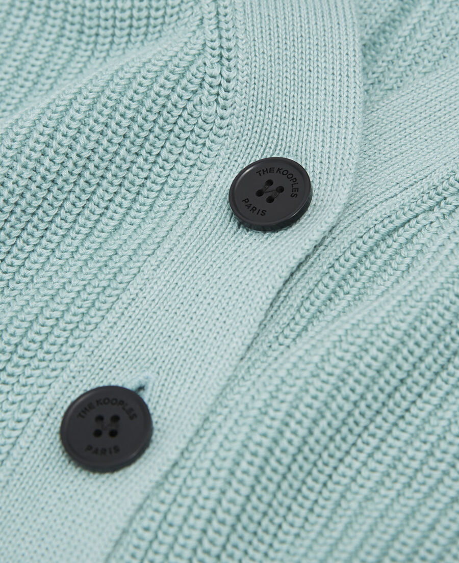 short puffed-sleeve green cotton cardigan