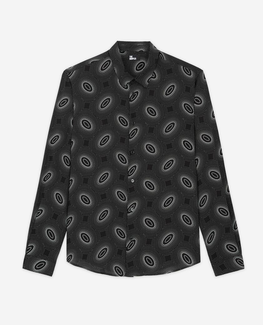 The Kooples MEN BLACK WHITE printed classic-collar shirt