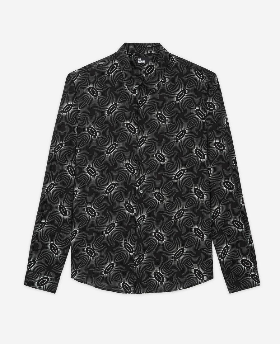 The Kooples MEN BLACK WHITE printed classic-collar shirt