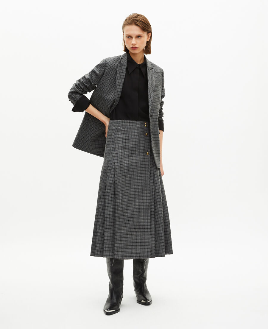 The Kooples WOMEN LIGHT GREY MEL/WHITE black and grey wrap skirt