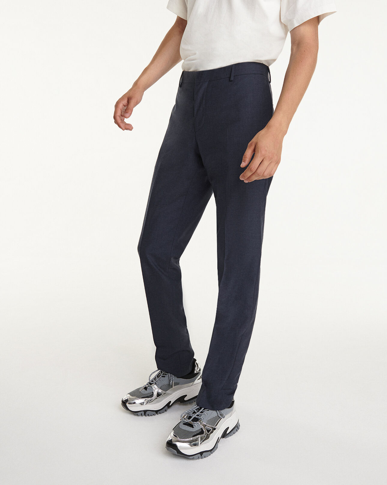 The Kooples MEN NAVY slate blue wool suit pants fit
