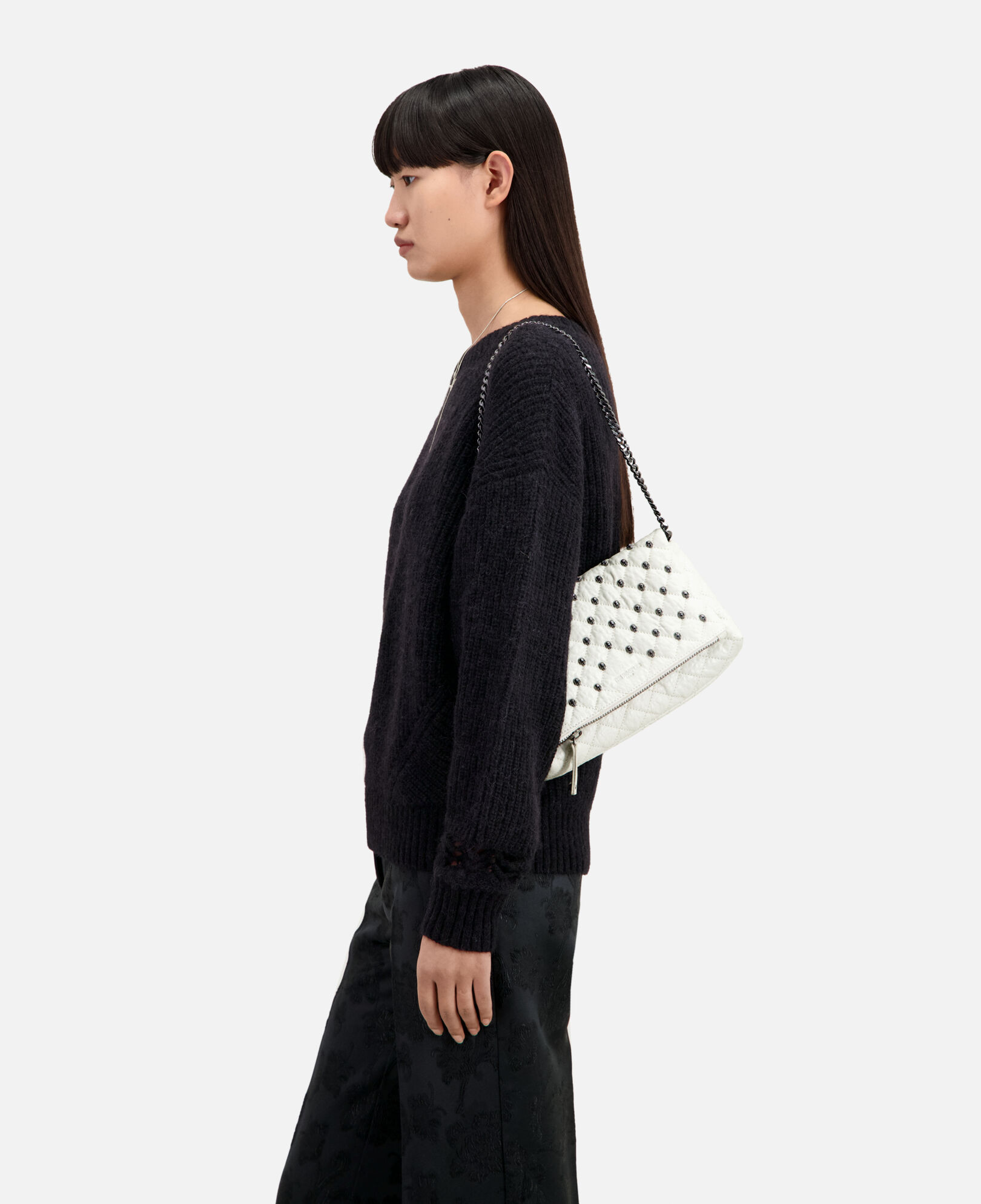The Kooples DAMEN OFF WHITE kleine weiß pochette aus leder heritage 
