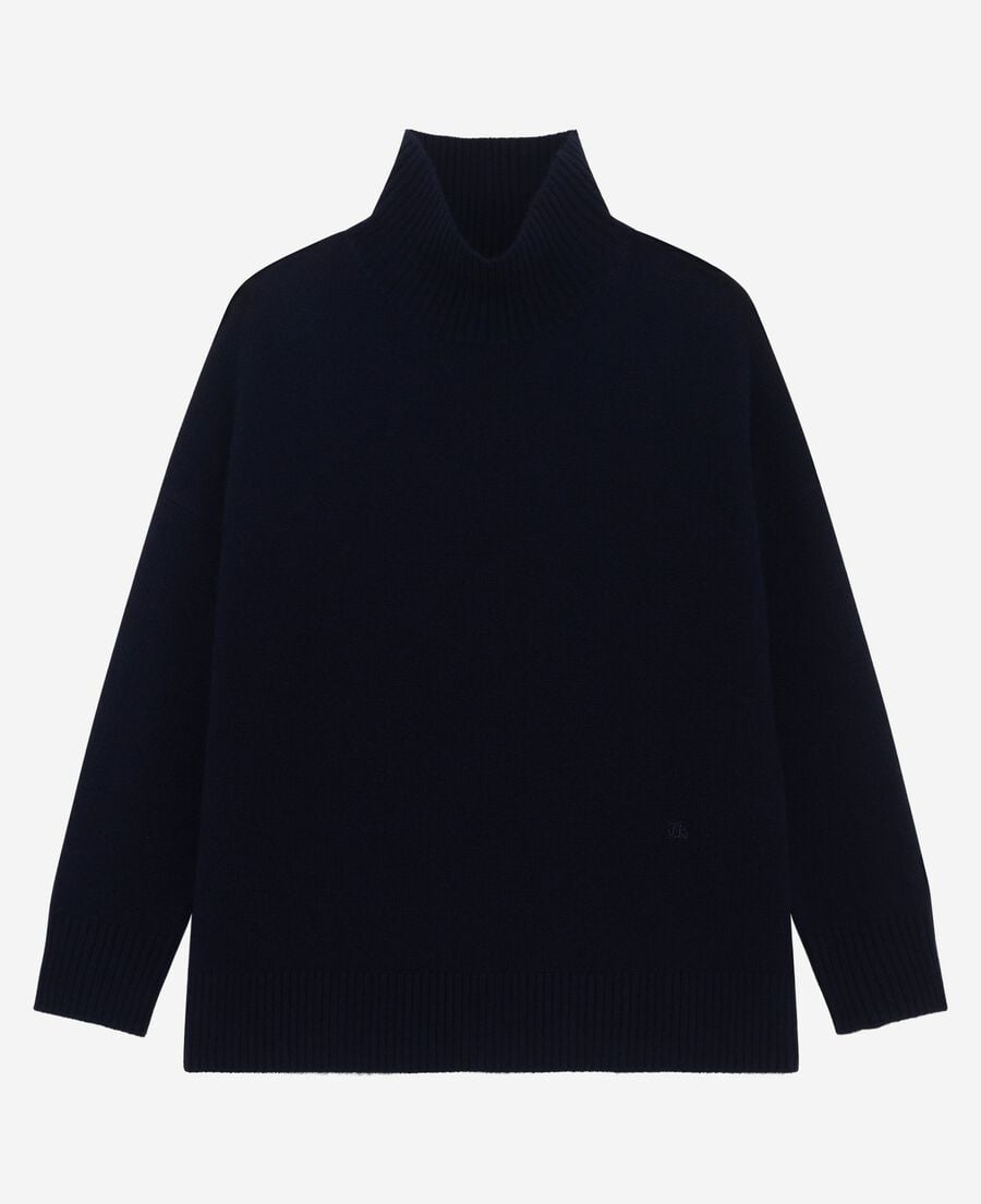 The Kooples FEMME NAVY pull col montant en cachemire marine