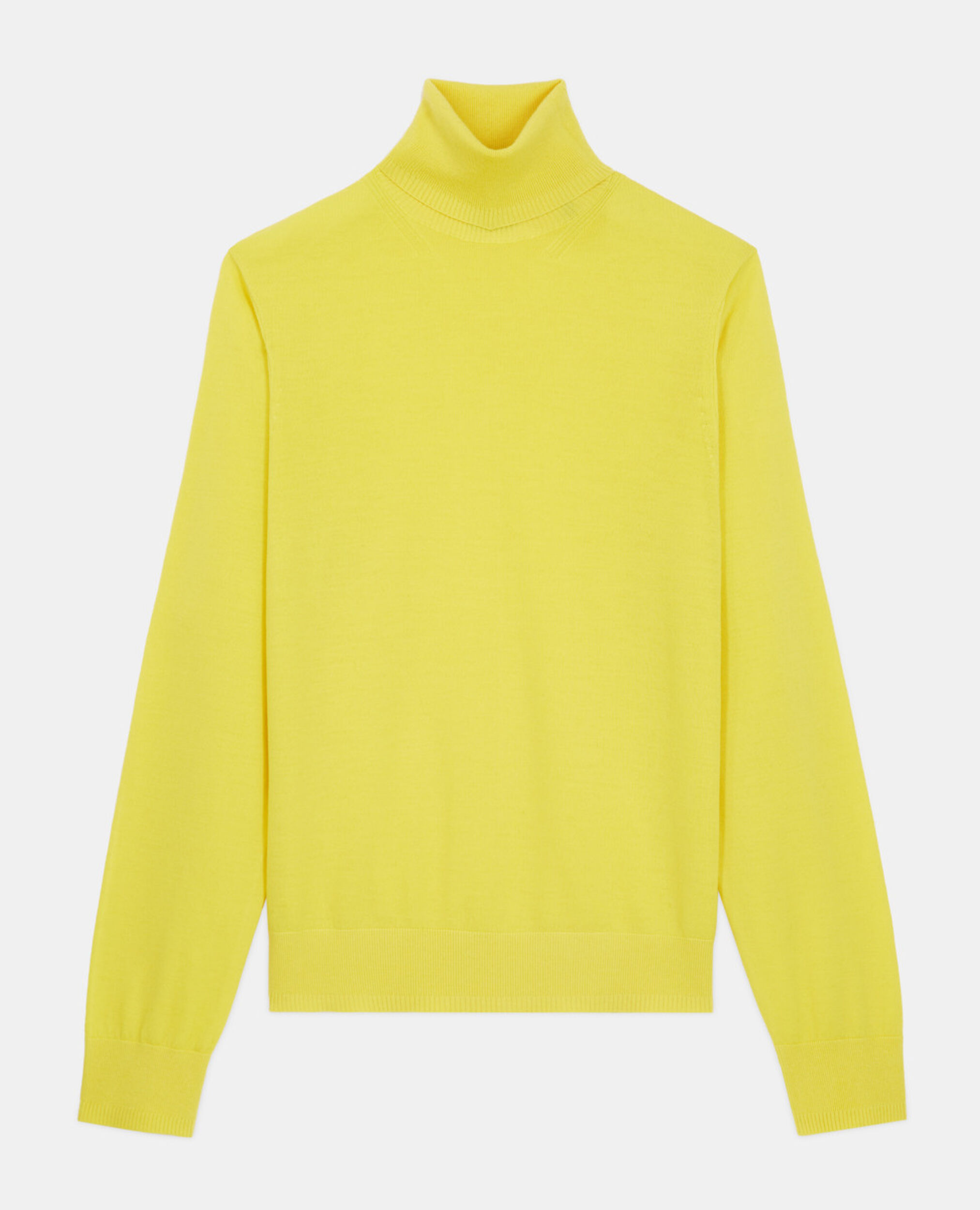 Yellow merino wool sweater, YELLOW, hi-res image number null
