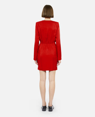 The Kooples FEMME ORIENTAL RED robe courte à pois jacquard rouge