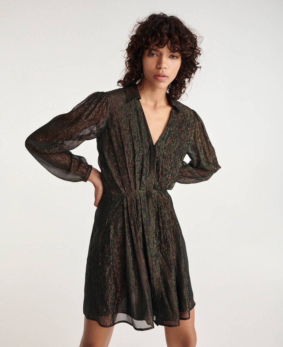 kurzes kleid schwarz streifen grün