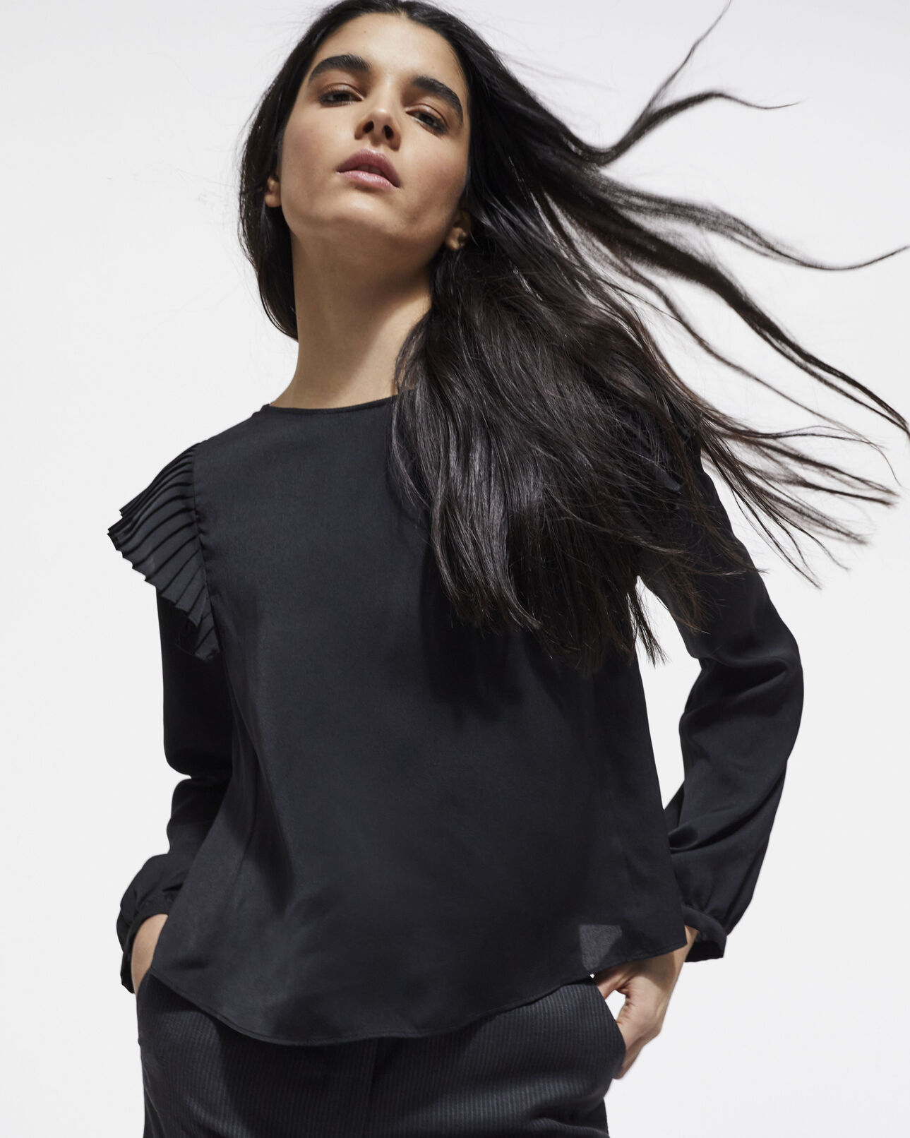 The Kooples FEMME BLACK top noir