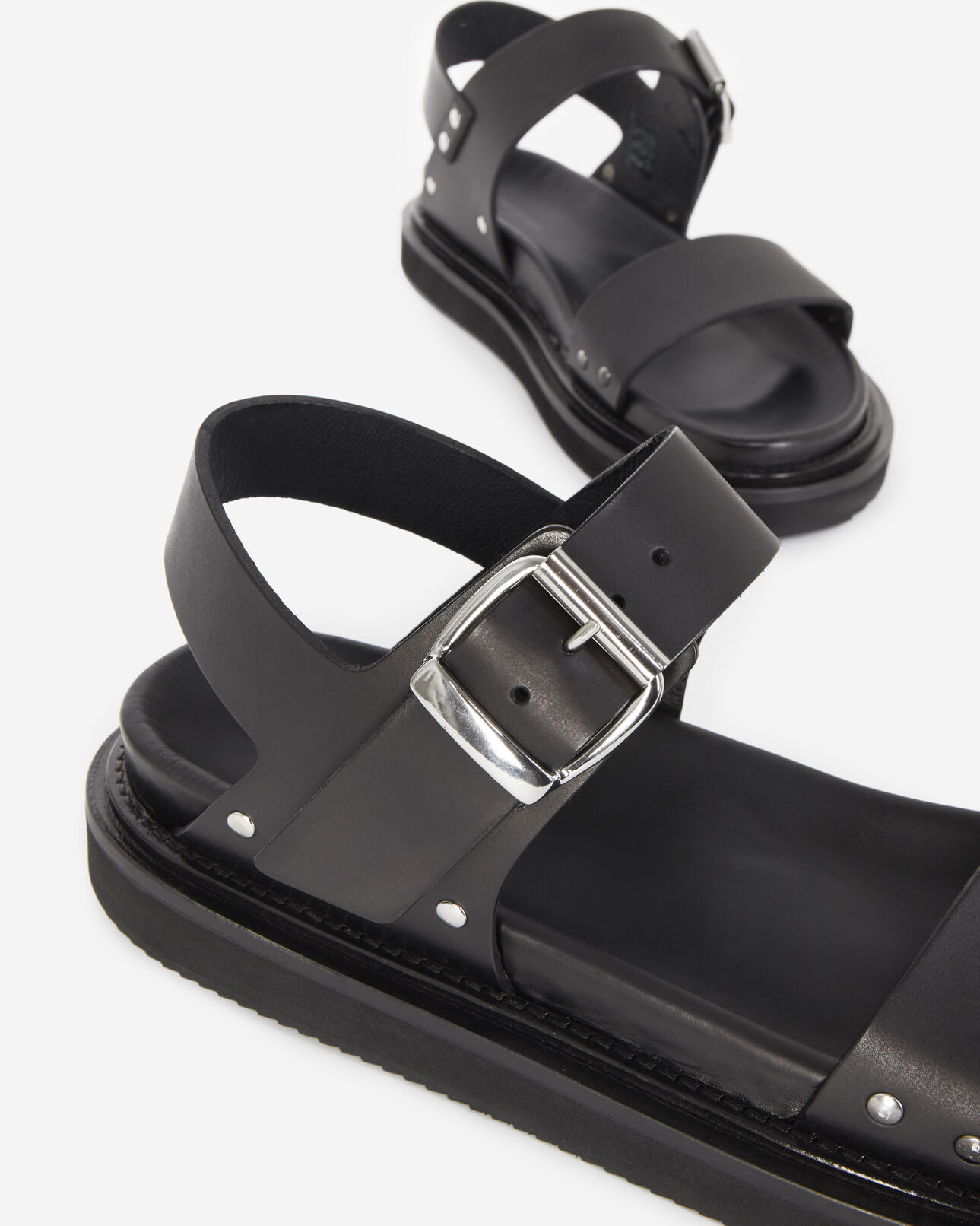 The Kooples HOMME BLACK sandales noires cuir à doubles brides