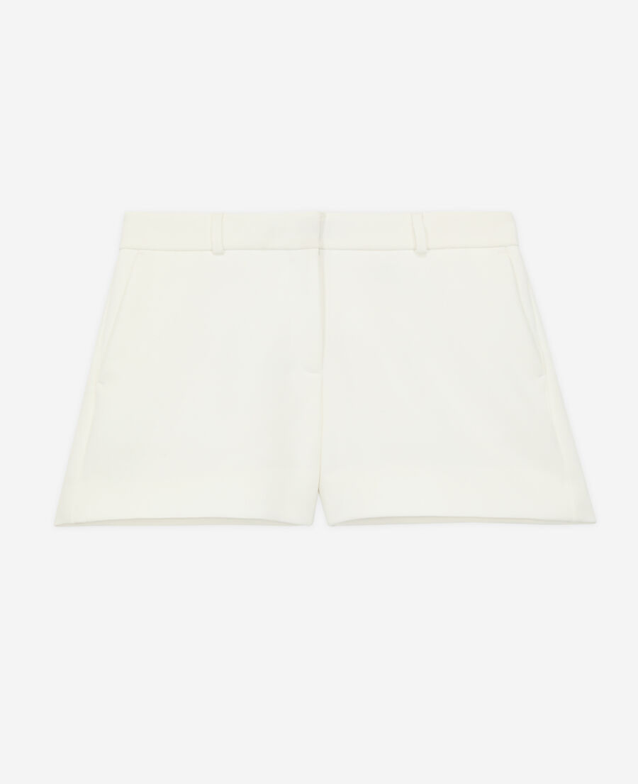 white crêpe tailored shorts