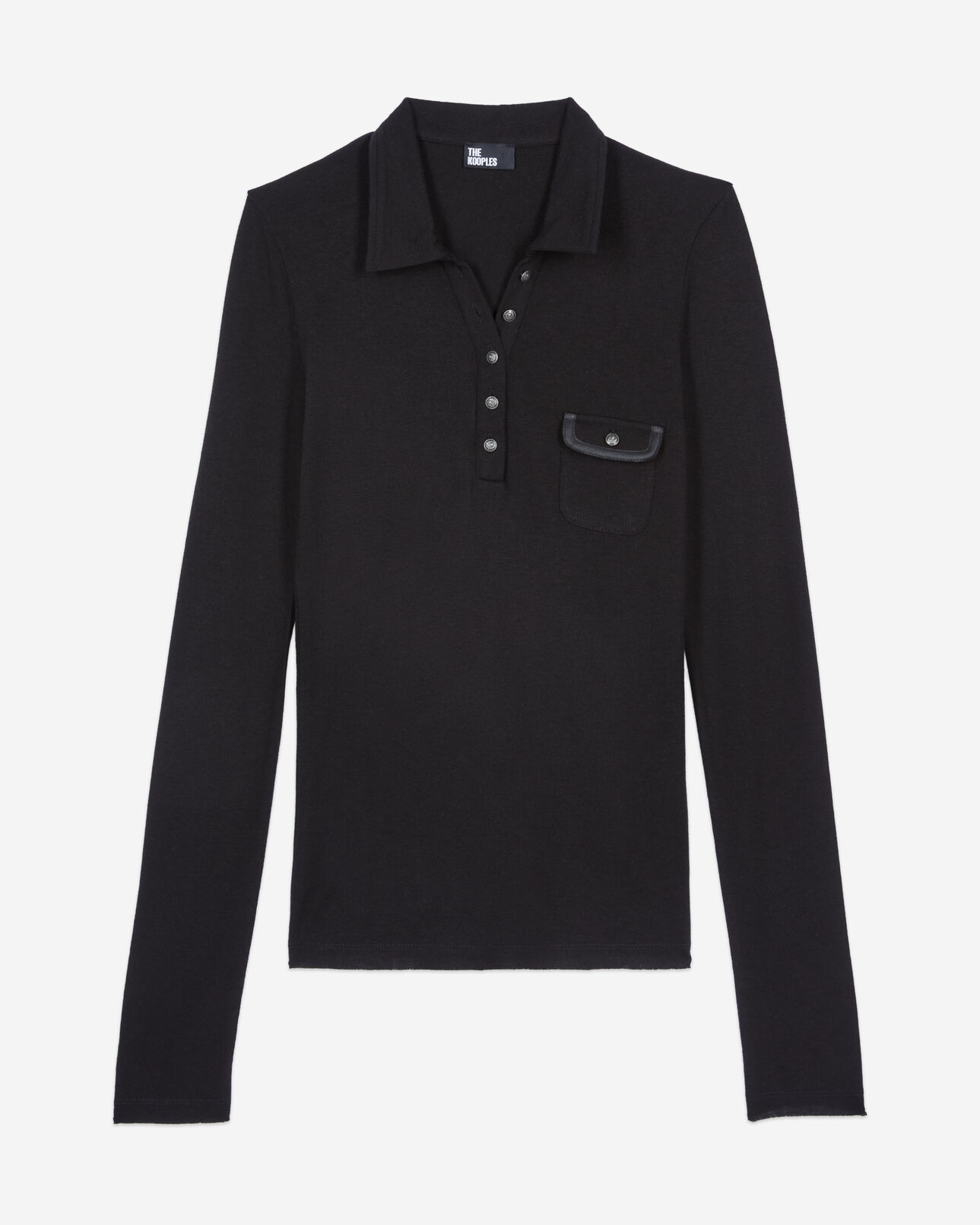 The Kooples FEMME BLACK polo manches longues noir