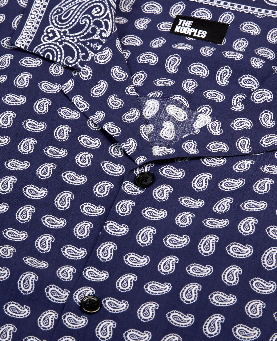 The Kooples HOMME BLUE chemise col hawa&iuml;en imprim&eacute;e bleue