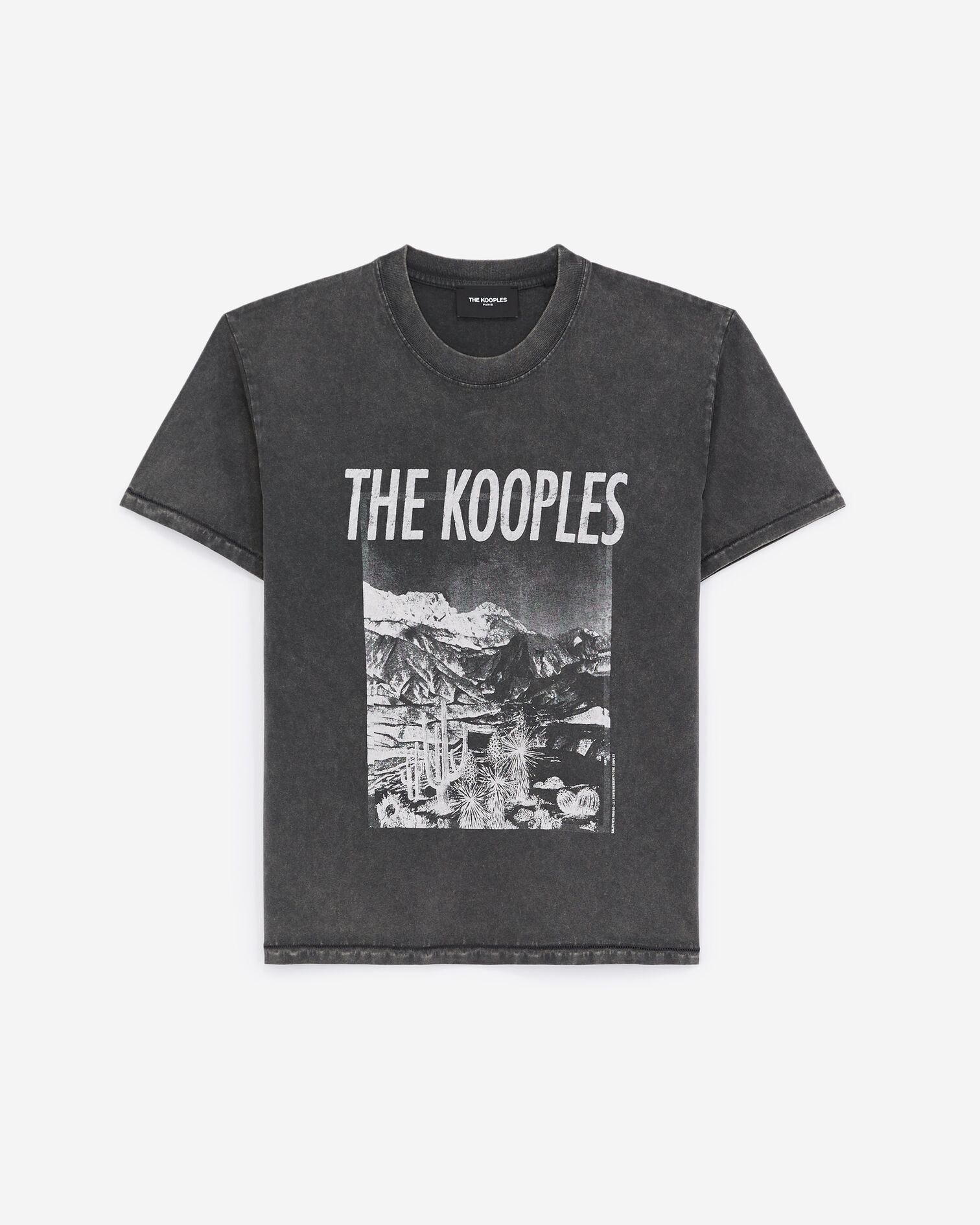 T-shirt noir délavé coton sérigraphié, BLACK WASHED, hi-res image number null