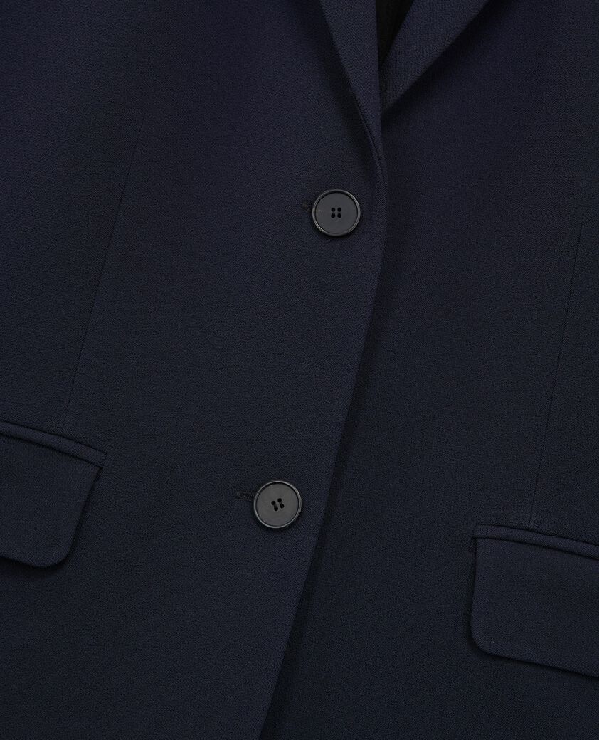 The Kooples FEMME DARK NAVY veste tailleur en cr&ecirc;pe coupe structur&eacute;e bleu marine 