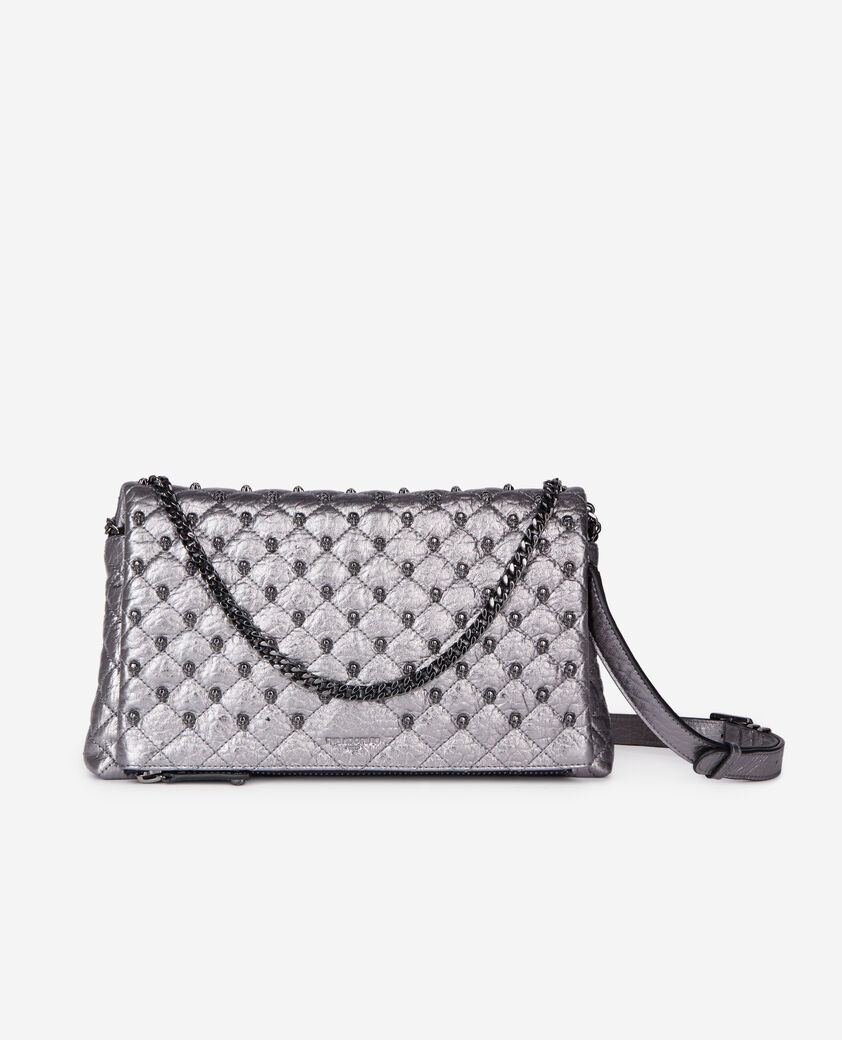 The Kooples FEMME GUN METAL pochette h&eacute;ritage medium en cuir gunmetal