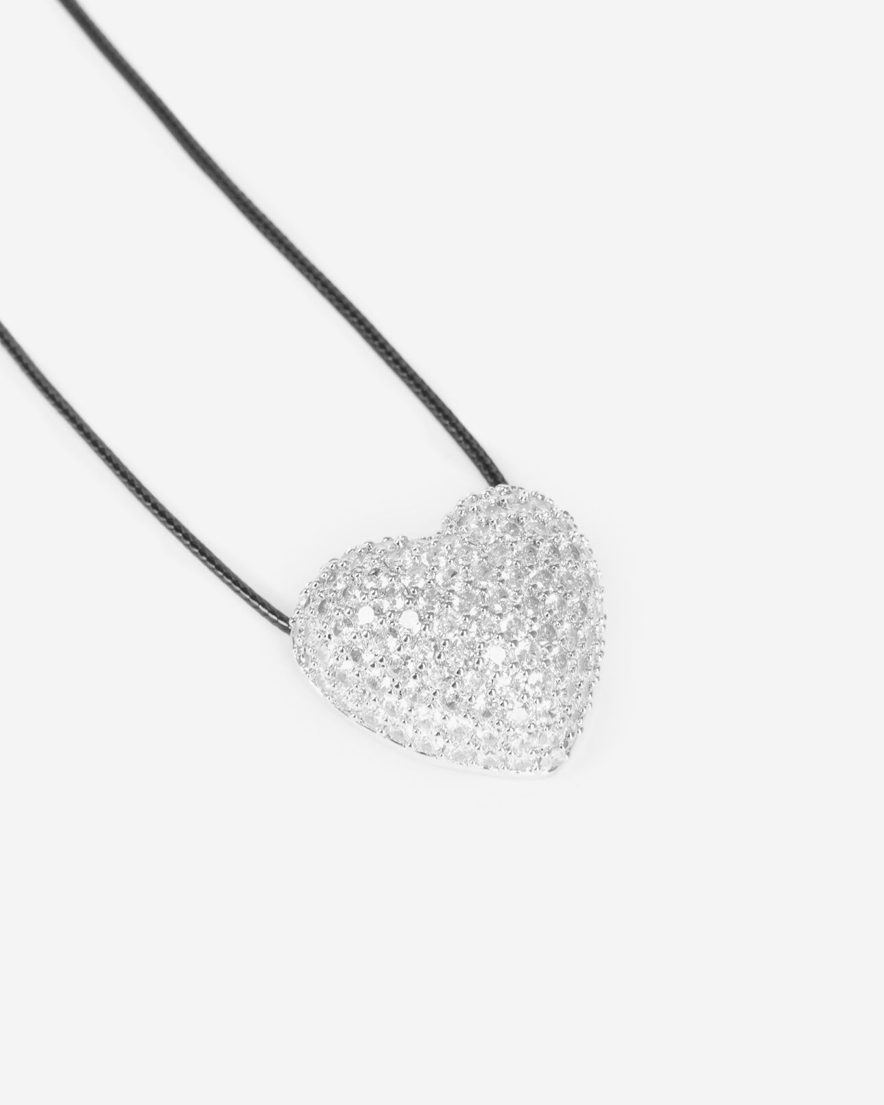 The Kooples WOMEN SILVER silver rhinestone heart pendant necklace