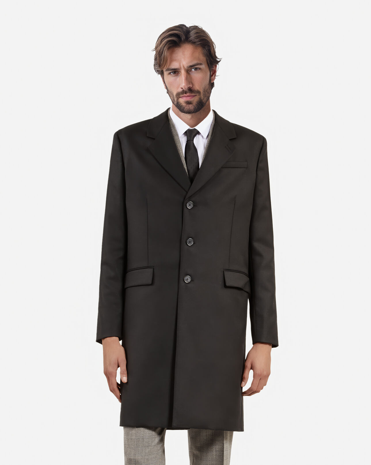 The Kooples HOMME BLACK manteau en laine noir