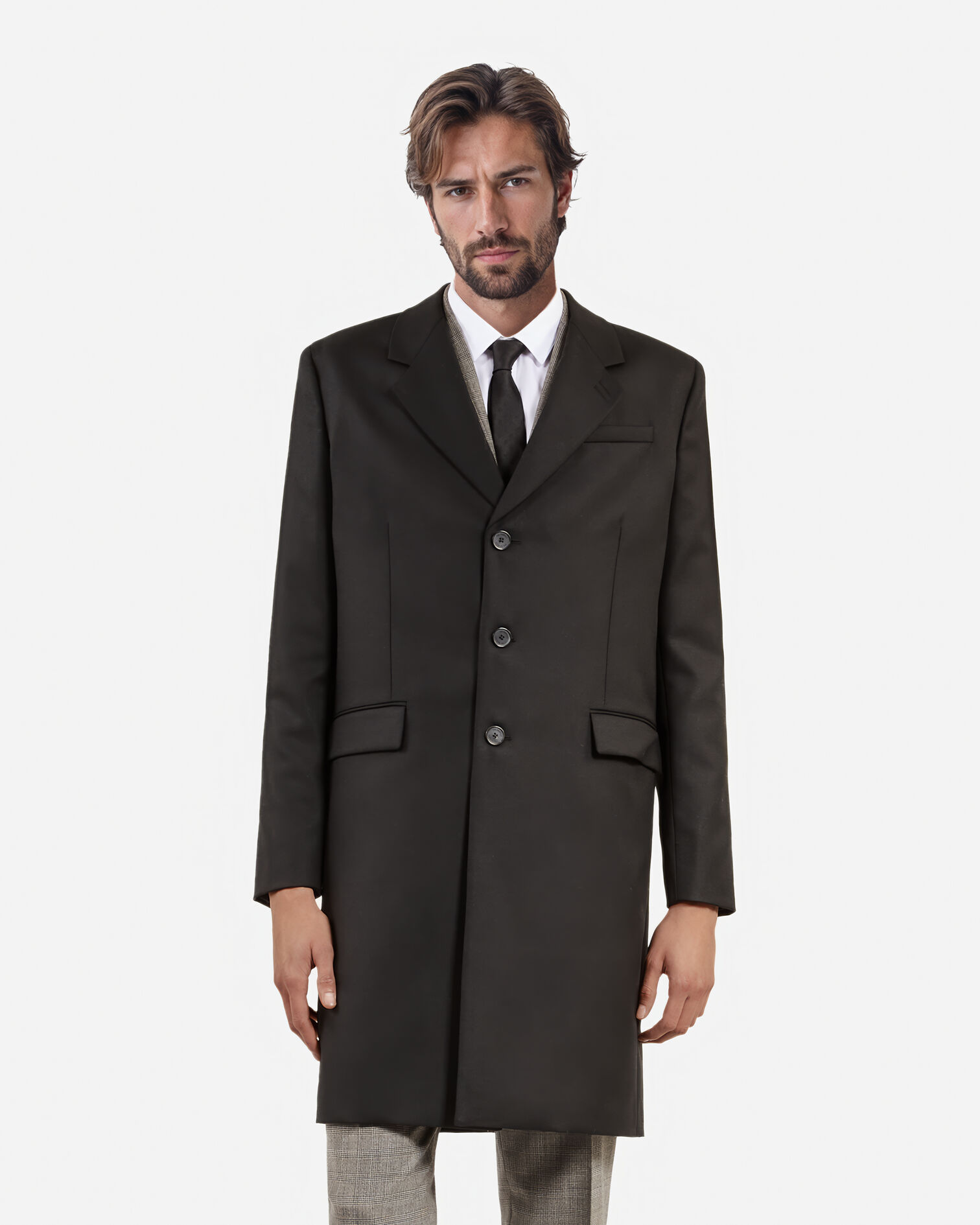 Manteau en laine noir, BLACK, hi-res image number null