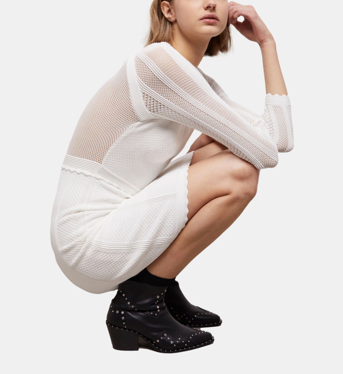 Short white sweater dress top