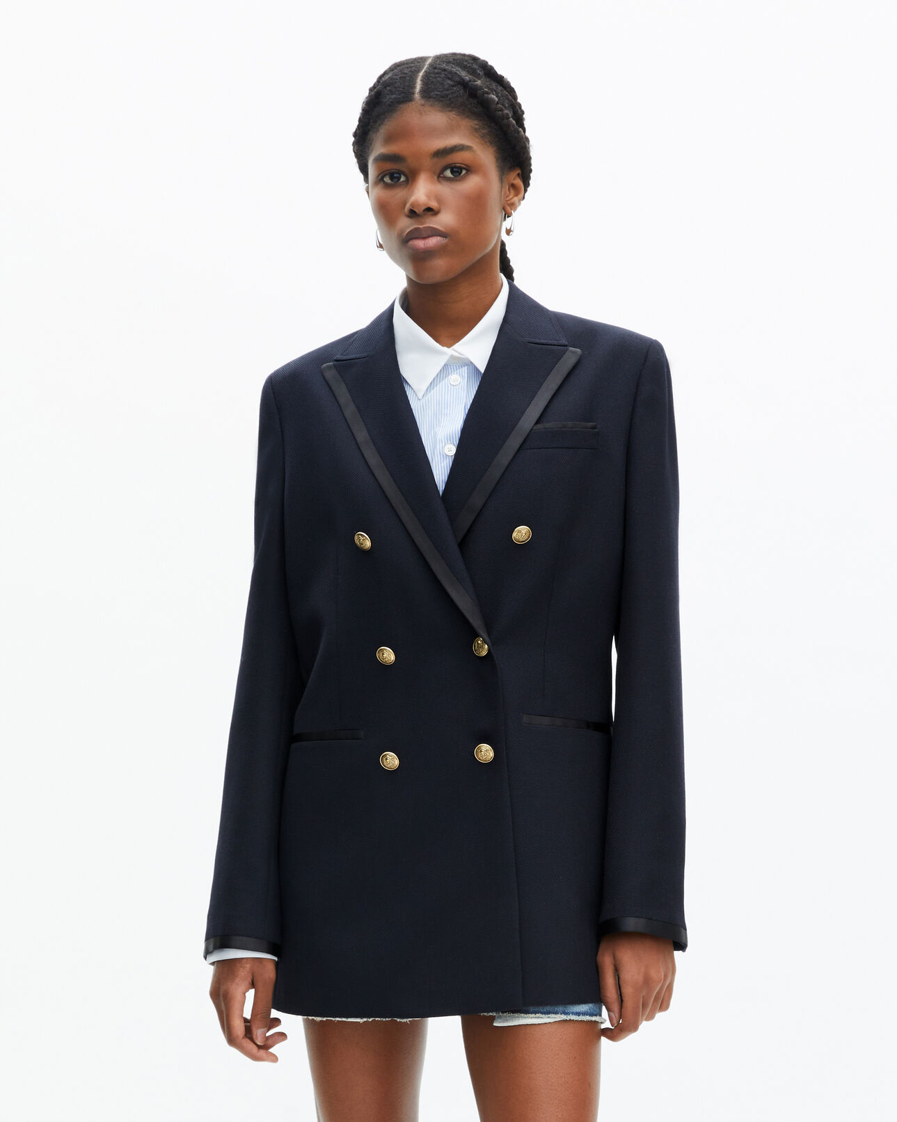 The Kooples FEMME DARK NAVY veste tailleur en laine mélangée bleu marine