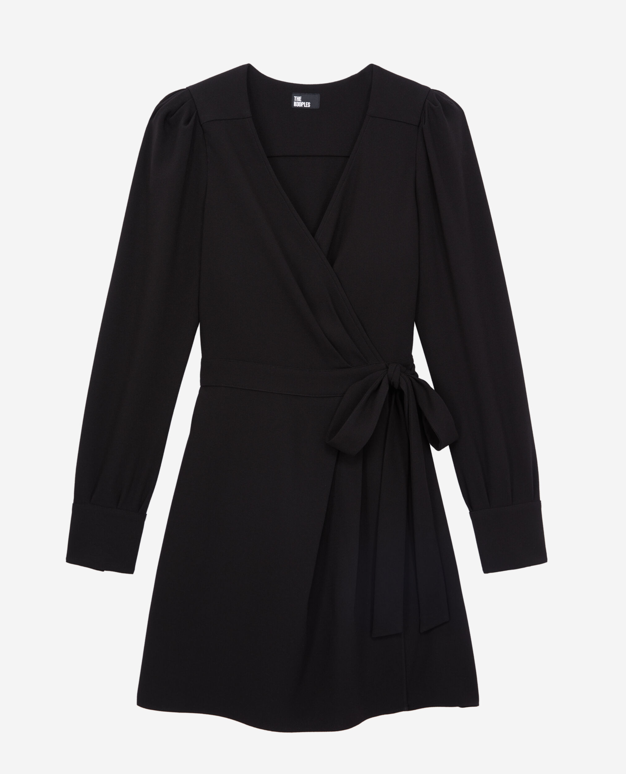 Short black crepe wrap dress The Kooples UK