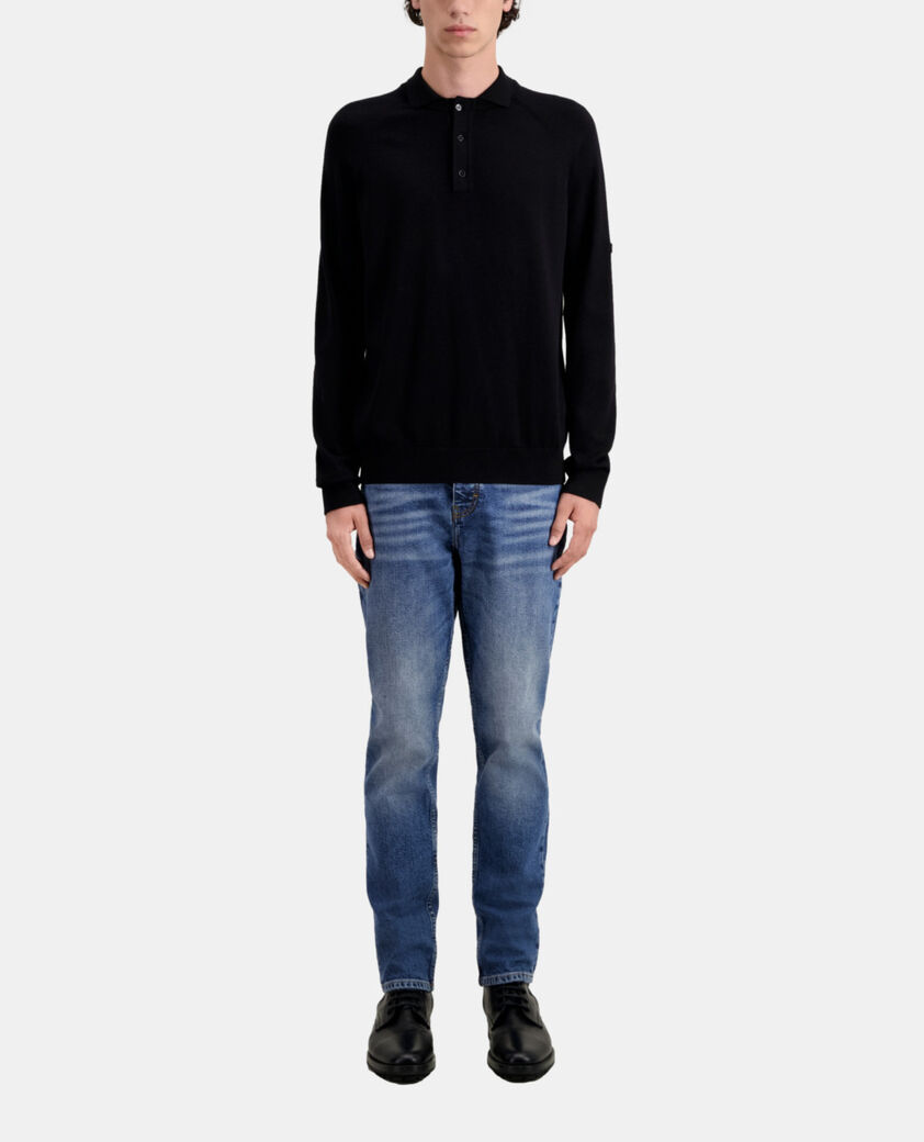 The Kooples HOMME BLACK polo noir en maille