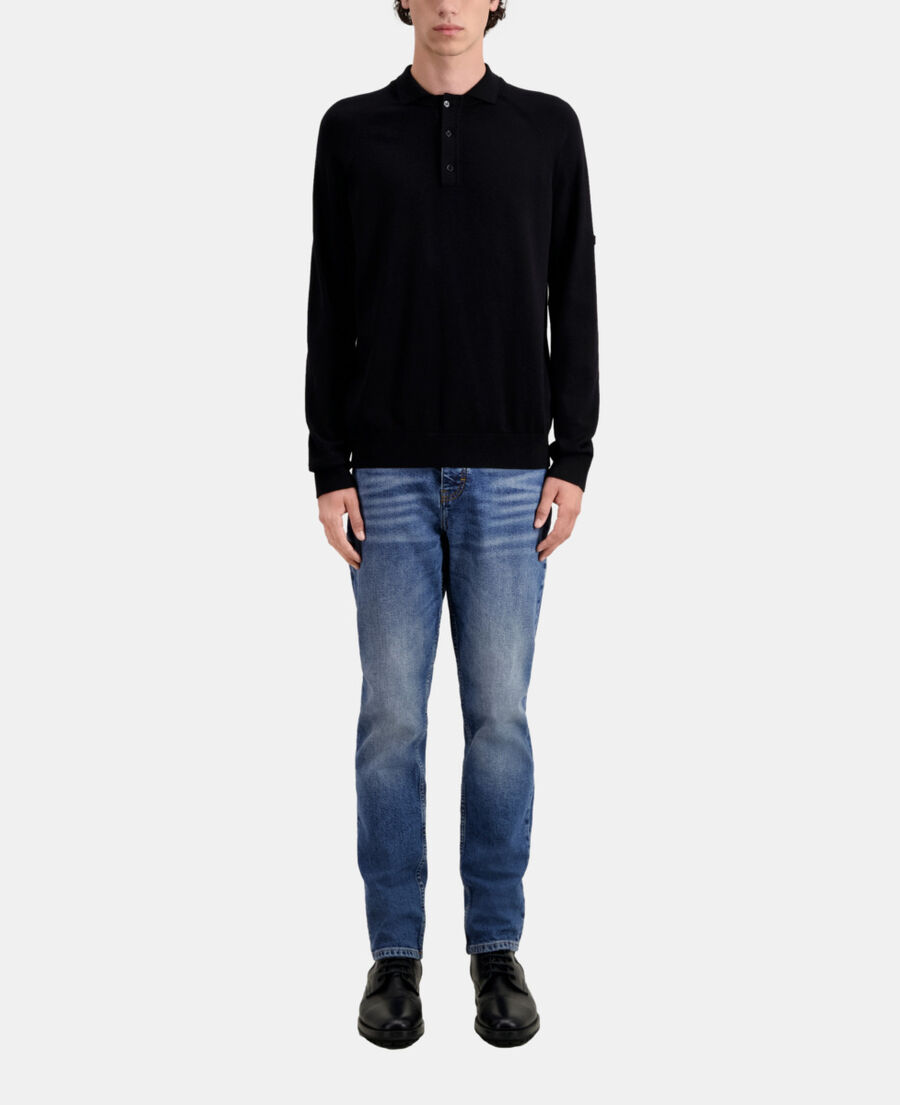 The Kooples MEN BLACK black knit polo t-shirt