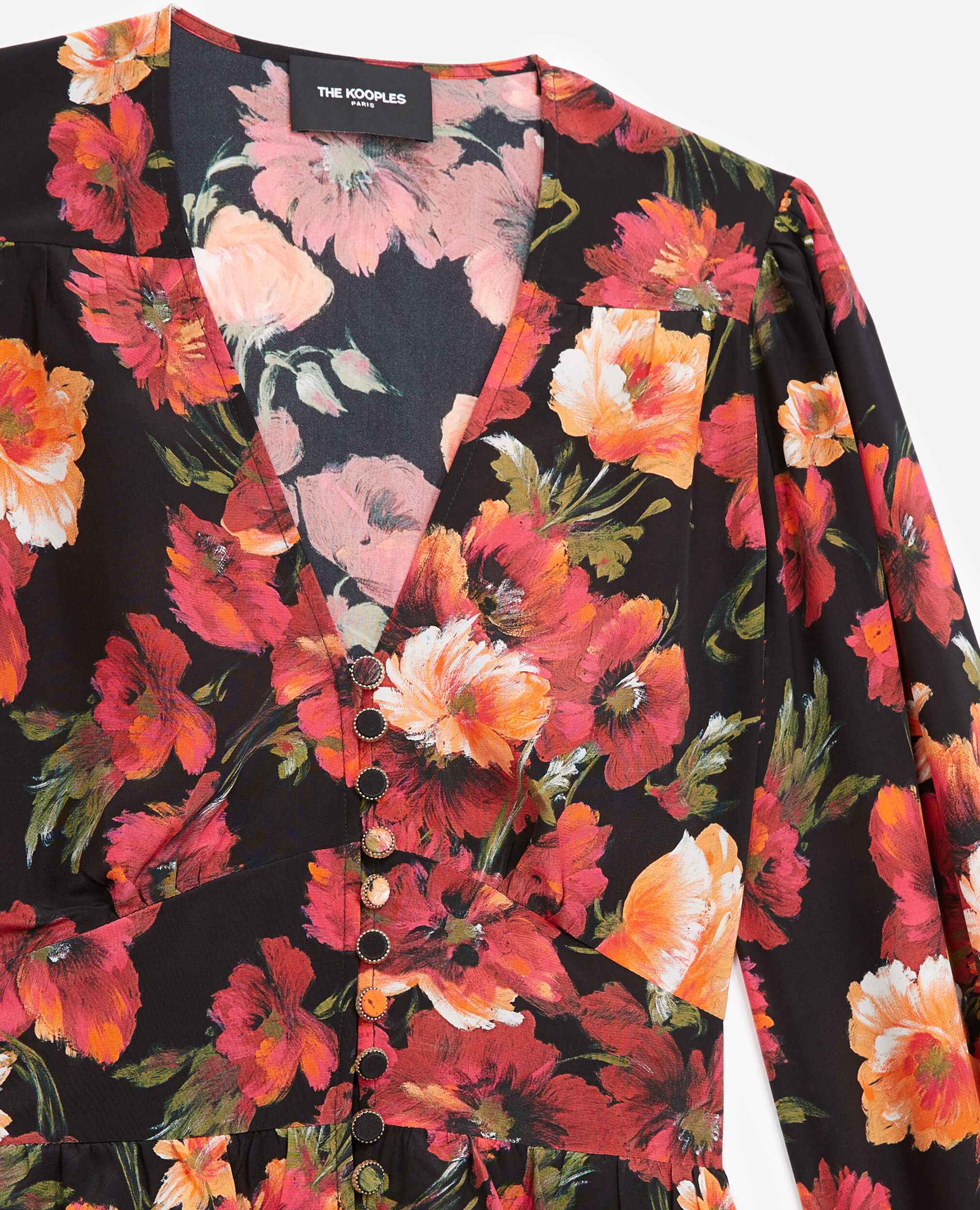 Seiden-Top mit orangenem Blumenprint, MULTICOLOR, hi-res image number null