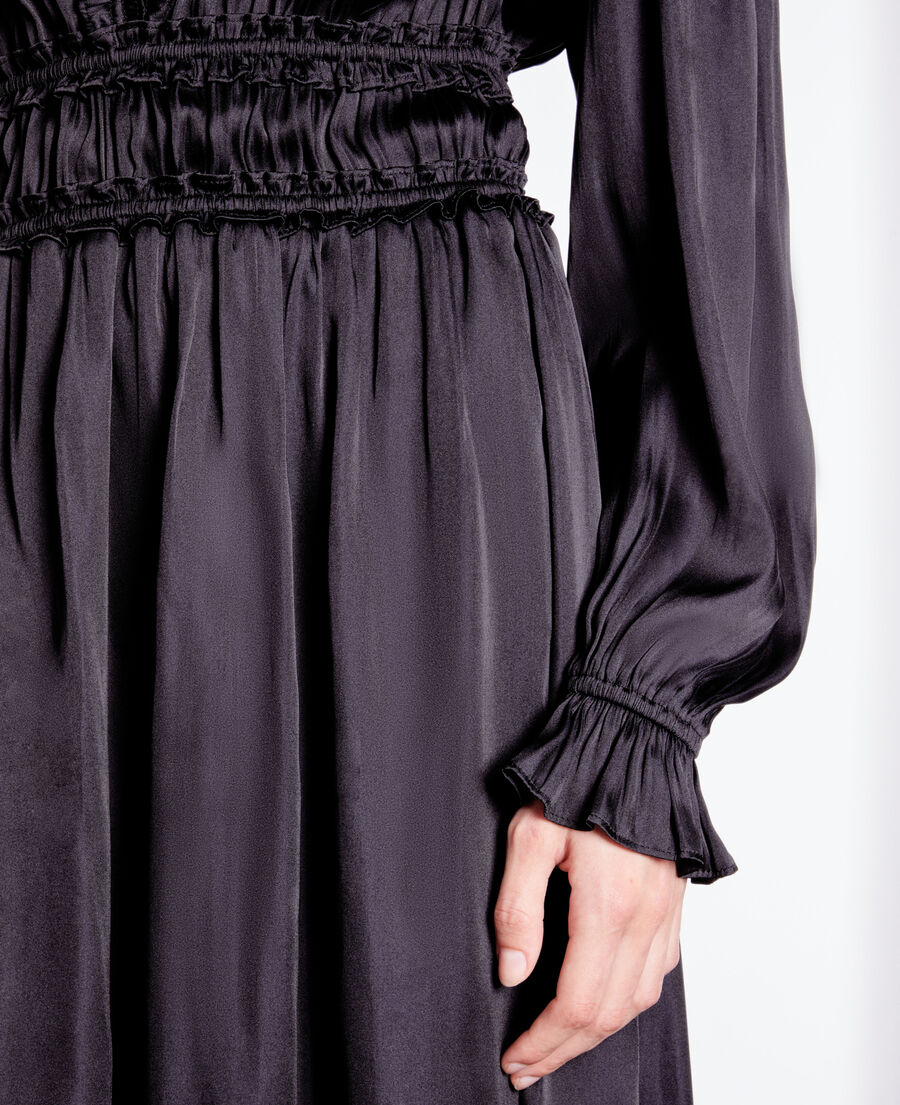 vestido largo negro fruncidos