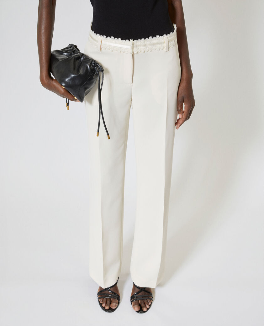 The Kooples WOMEN OFF WHITE ecru wide-leg pants
