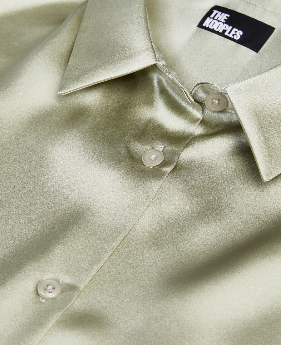 The Kooples F KAKI GREY light green satin silk shirt