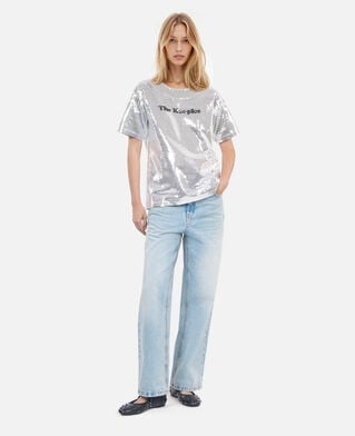 The Kooples WOMEN SEQUINS silver sequined t-shirt