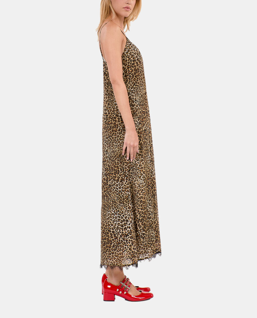 The Kooples DAMEN LEOPARD langes babydollkleid aus seide mit print