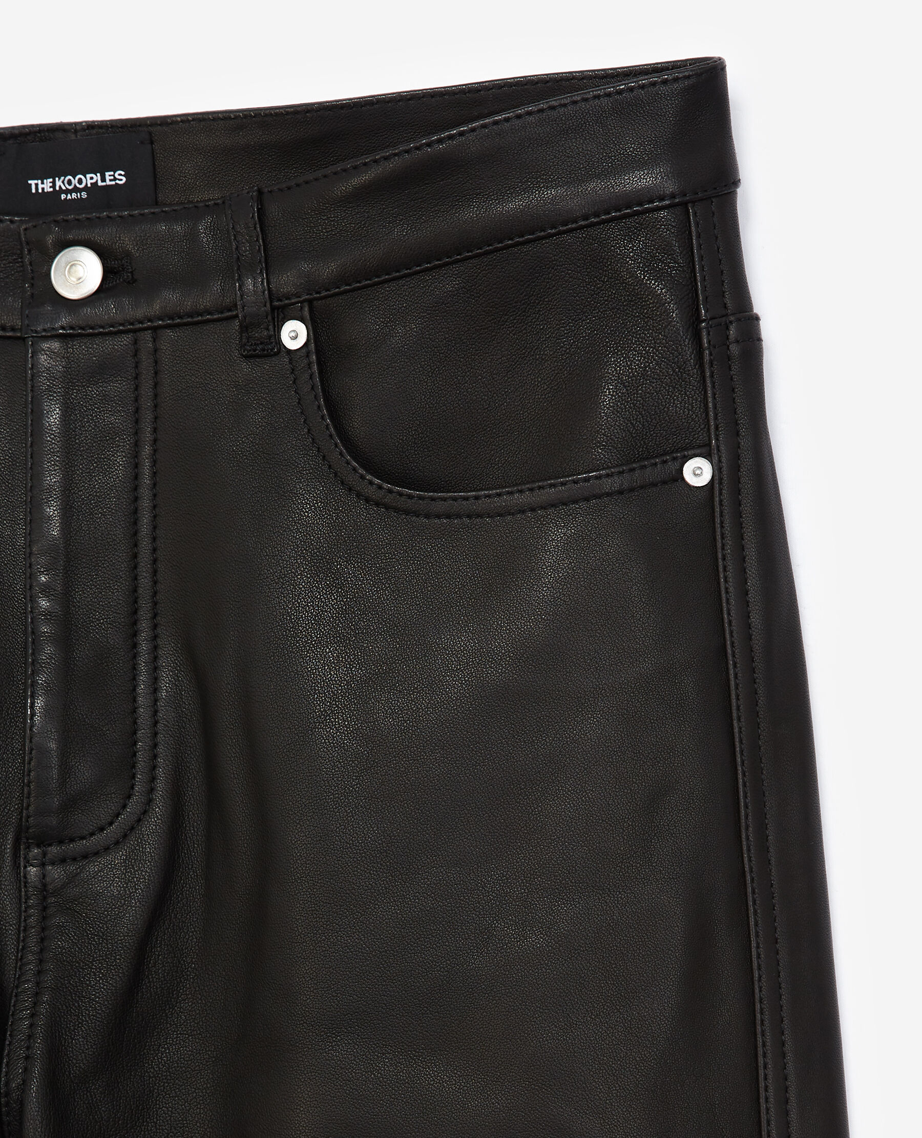 Straight black leather trousers with pockets The Kooples