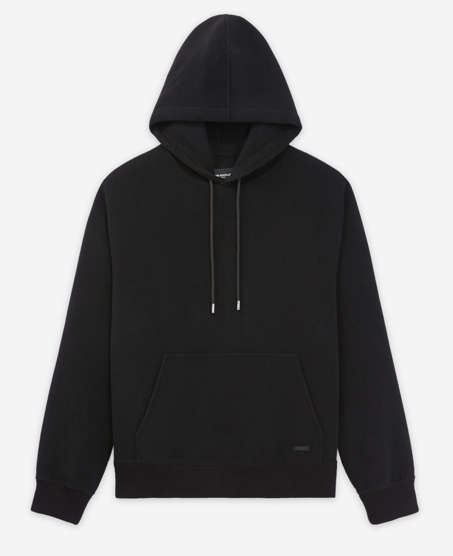 black wool double-sided hoodie