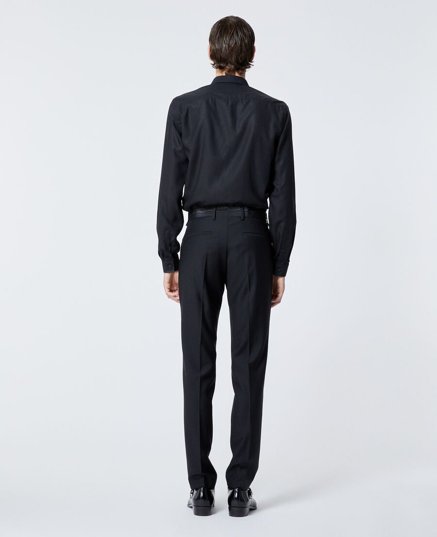 Fitted black tuxedo pants in wool | The Kooples - US